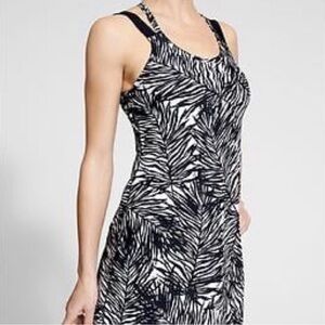 Athleta Black and White Zebra Leaf Swim Patterned Dress
